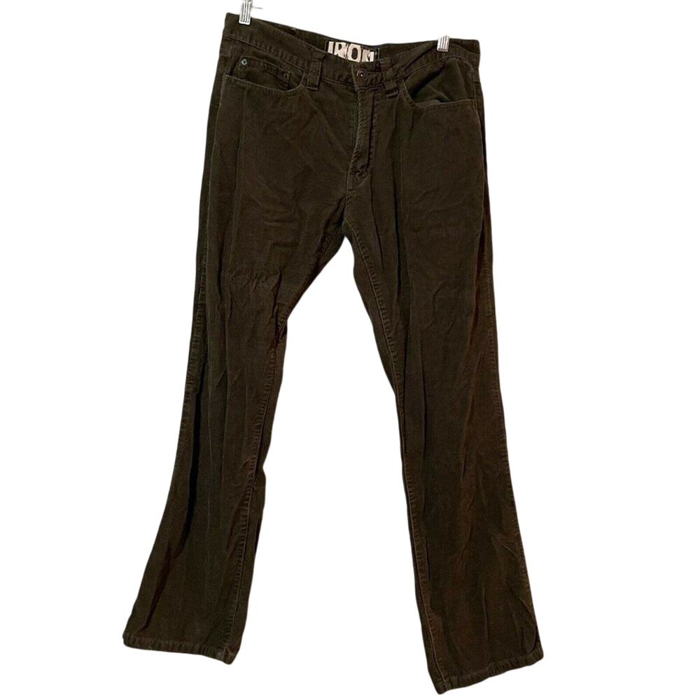 Iron Mens Brown 5 Pockets Cotton Corduroy Denim Straight Jeans Size 32/30 Casual
